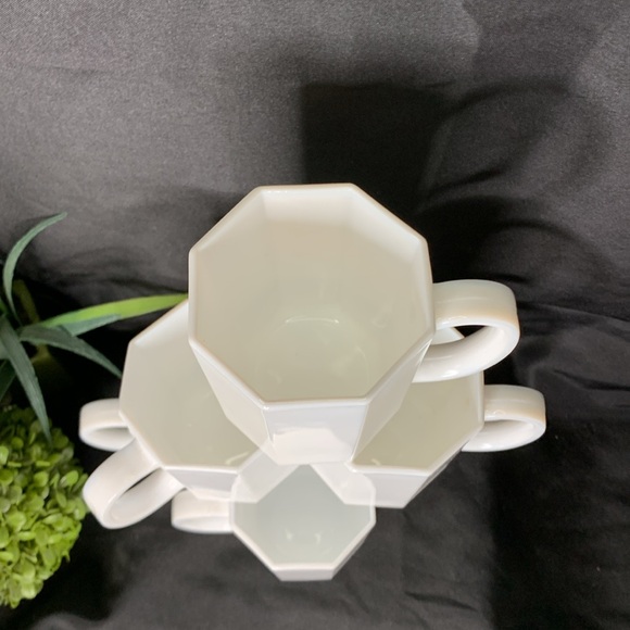 Set of 6 Vintage Arcoroc Octime white Octagon milk glass Coffee mugs / Tea Cups - Picture 5 of 11
